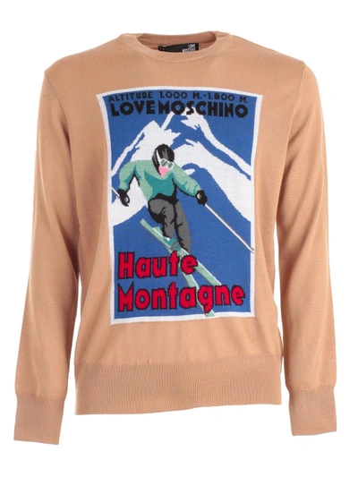Shop Love Moschino Ski Knit Sweater In Ddark Beige