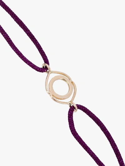 Shop Tinyom Pink Patterned Silk And 18kt Gold Ajna Chakra Bracelet In Pink/purple