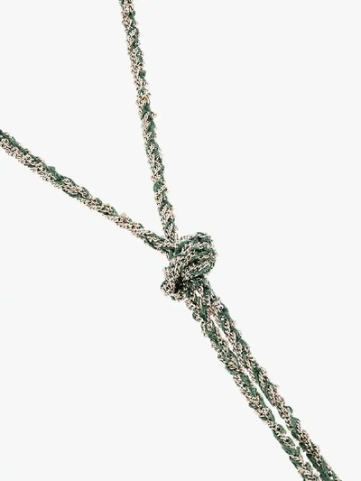 Shop Carolina Bucci Ladies Green Silk 18kt White Gold Lucky Fortune Necklace