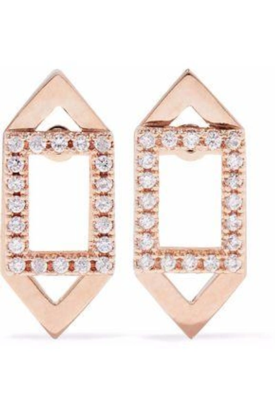 Shop Astrid & Miyu Woman Fitzgerald Rhodium-plated Crystal Earrings Rose Gold