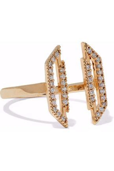 Shop Astrid & Miyu Woman Fitzgerald Block 14-karat Gold-plated Crystal Ring Gold