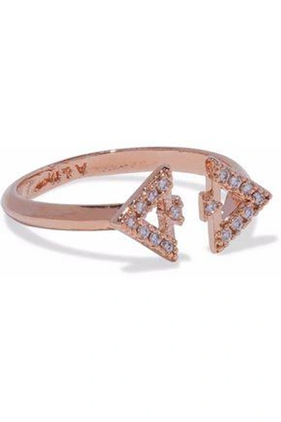 Shop Astrid & Miyu Woman Fitzgerald Triangle Rose Gold-tone Crystal Ring Rose Gold