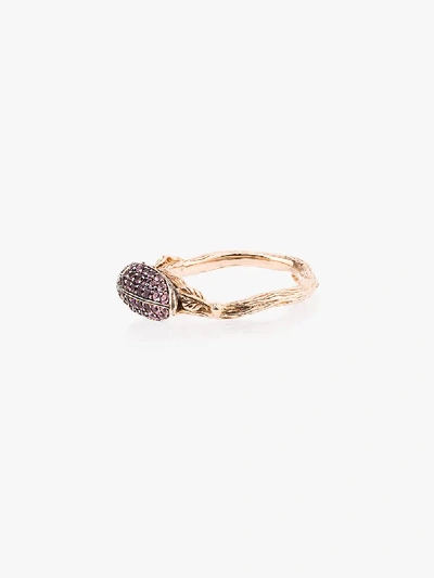 Shop Bibi Van Der Velden 18k Rose Gold Scarab Amethyst Ring In Metallic