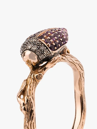 Shop Bibi Van Der Velden 18k Rose Gold Scarab Amethyst Ring In Metallic