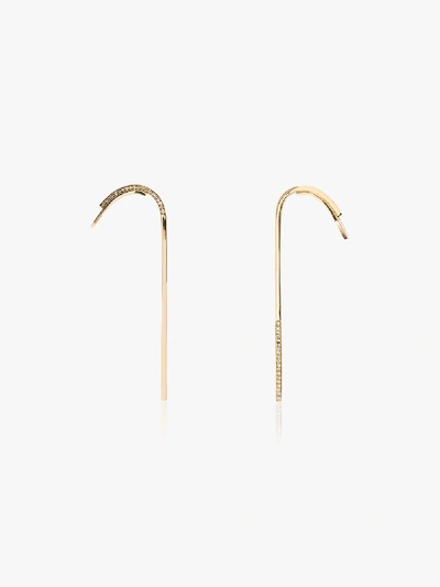 Shop Kova 18k Yellow Gold Diamond Drop Earrings In Metallic