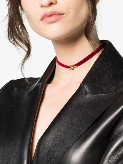 Shop Daniela Villegas 18k Yellow Gold And Red Love Arrow Velvet Choker