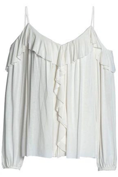 Shop Bailey44 Bailey 44 Woman Cold-shoulder Draped Stretch-modal Jersey Top Ivory
