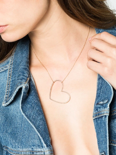 Shop Rosa De La Cruz 18k Rose Gold Large Heart Diamond Necklace In Metallic