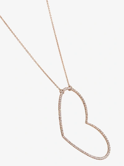 Shop Rosa De La Cruz 18k Rose Gold Large Heart Diamond Necklace In Metallic