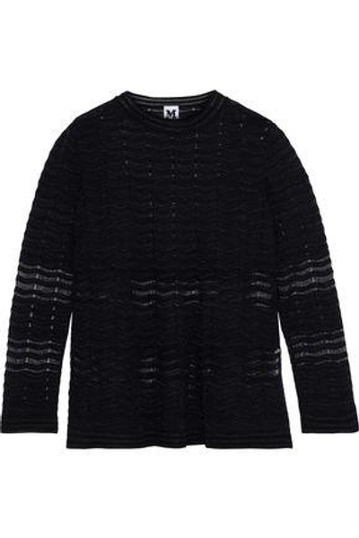 Shop M Missoni Woman Metallic Crochet-knit Sweater Black