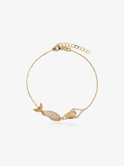 Shop Anton Heunis 18k Yellow Gold Mermaid Diamond Bracelet In Metallic