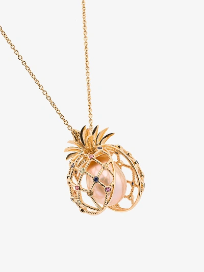 Shop Yvonne Léon 18k Gold Pineapple Necklace With Pearl In Metallic