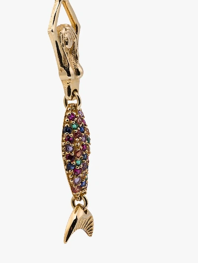 Shop Anton Heunis 18k Yellow Gold Multi Stone Mermaid Earring In Multicolour