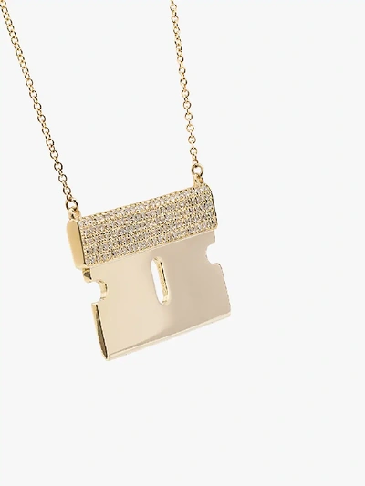 Shop Established 18k Yellow Gold And Diamond Razor Blade Necklace In Metallic