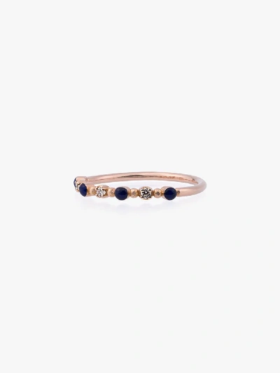 Shop Gigi Clozeau 18k Rose Gold And Blue Bead Diamond Ring