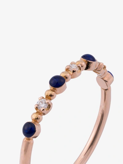 Shop Gigi Clozeau 18k Rose Gold And Blue Bead Diamond Ring