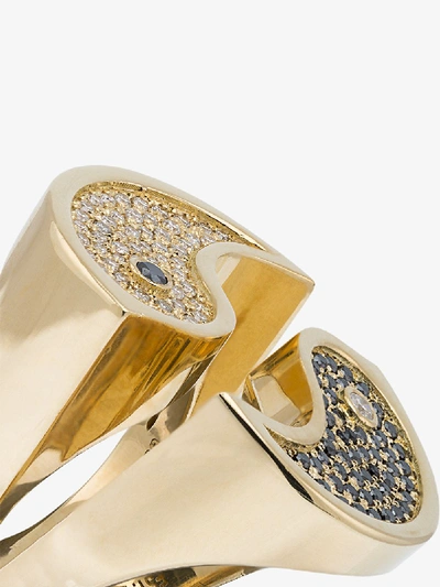 Shop Established 18kt Gold Two Piece Yin Yang Ring With Diamonds In Metallic