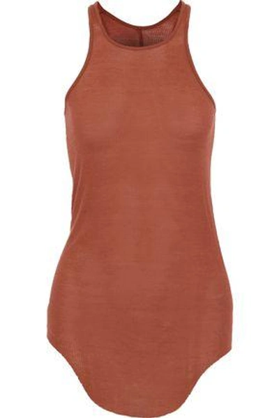 Shop Rick Owens Woman Ribbed Jersey Tank Brick