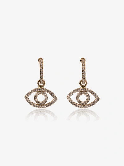 Shop Ileana Makri 18k Yellow Gold Empty Eye Diamond Earrings In Metallic