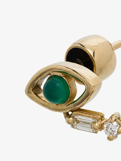 Shop Ileana Makri Emerald And Yellow-gold Earring In Metallic
