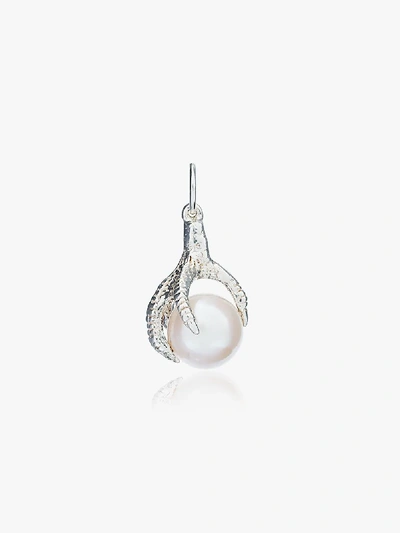 Shop Maria Nilsdotter Gold-plated Silver Pearl Claw Earring In Metallic