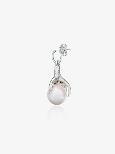 Shop Maria Nilsdotter Gold-plated Silver Pearl Claw Earring In Metallic