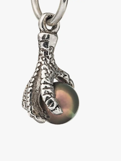 Shop Maria Nilsdotter Silver Tiny Claw Pearl Earring In Metallic
