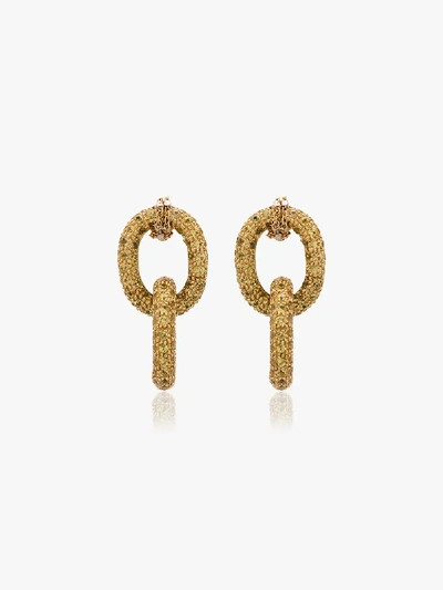 Shop Carolina Bucci 18k Yellow Gold Chain Earrings In Metallic