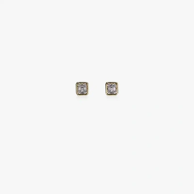 Shop Mindi Mond 18k Yellow Gold Clarity Classic Diamond Stud Earrings In Metallic