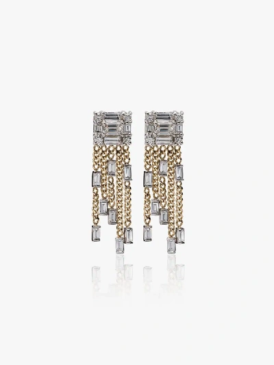 Shop Mindi Mond 18k Yellow Gold Clarity 5 Strand Diamond Tassel Earrings In Metallic