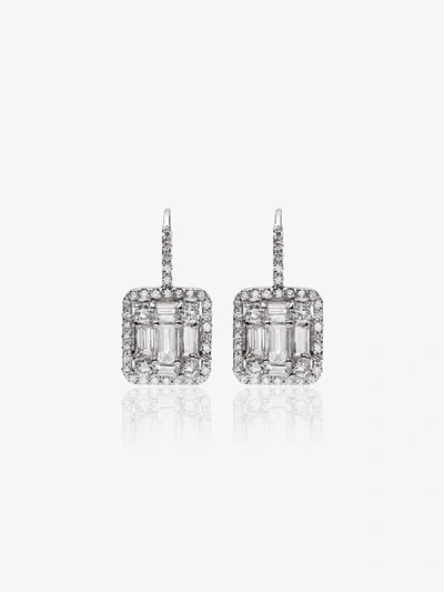 Shop Mindi Mond White Gold Classic Clarity Halo Diamond Earrings In Metallic