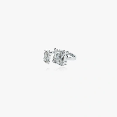 Shop Mindi Mond 18k White Gold Clarity Open Dual Cube Diamond Ring In Metallic