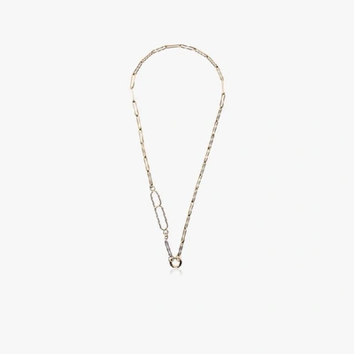 Shop Foundrae 18k Yellow Gold Letter B Pendant Diamond Link Necklace In Metallic