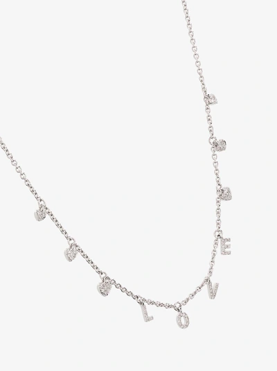 Shay 18k White Gold Love Diamond Necklace In Metallic