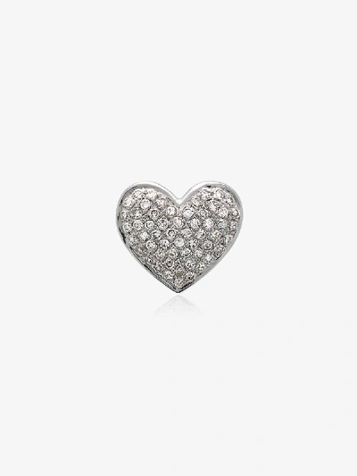 Shop Shay 18k White Gold Diamond Heart Stud Earrings In Metallic