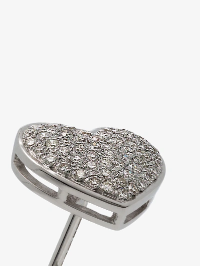 Shop Shay 18k White Gold Diamond Heart Stud Earrings In Metallic