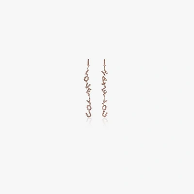 Shop Shay 18k Rose Gold Love Hate Diamond Earrings In Metallic