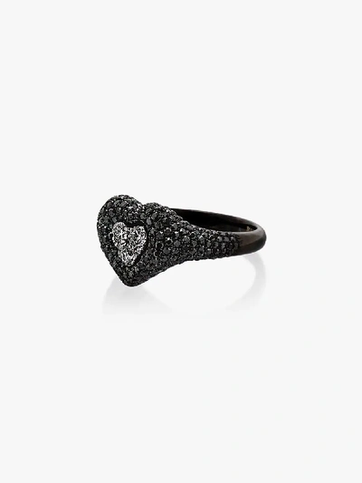 Shop Shay 18k Black Gold Diamond Heart Ring In Metallic