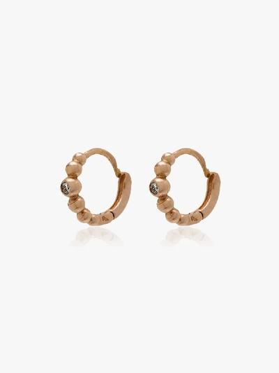 Shop Gigi Clozeau 18k Rose Gold Lucky Diamond Mini Hoop Earrings In Metallic