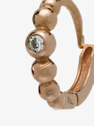 Shop Gigi Clozeau 18k Rose Gold Lucky Diamond Mini Hoop Earrings In Metallic