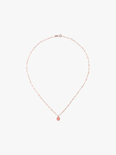 Gigi Clozeau 18kt Rose Gold Classic Gigi North Star Diamond And Salmon Pink Beaded Necklace In Yellow