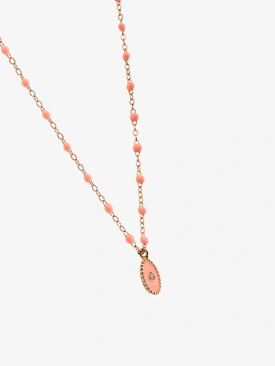 Gigi Clozeau 18kt Rose Gold Classic Gigi North Star Diamond And Salmon Pink Beaded Necklace In Yellow
