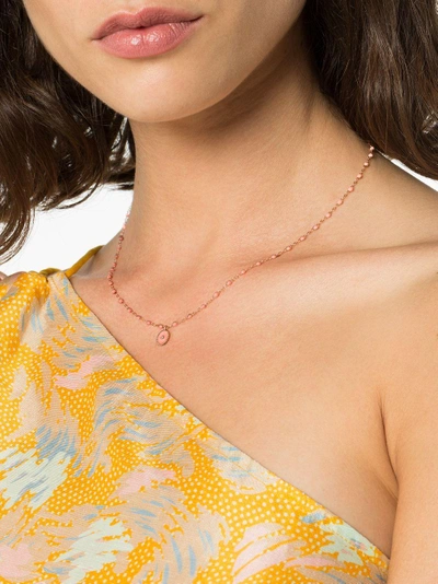 Gigi Clozeau 18kt Rose Gold Classic Gigi North Star Diamond And Salmon Pink Beaded Necklace In Yellow