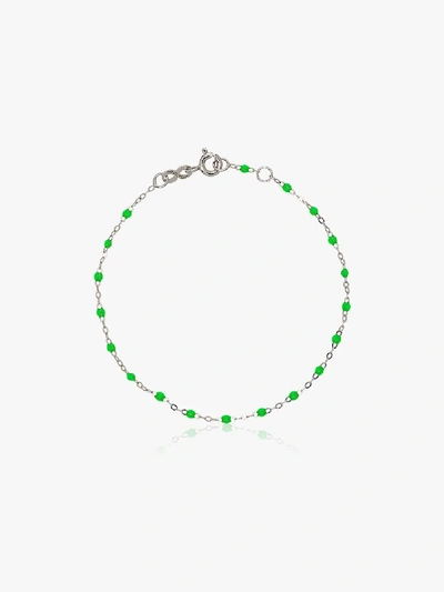 Shop Gigi Clozeau 18k White Gold 17 Cm Beaded Bracelet In Green