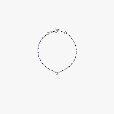 Shop Gigi Clozeau 18k White Gold 17 Cm Beaded Diamond Bracelet In Blue