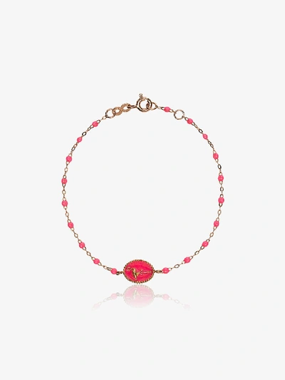 Shop Gigi Clozeau 18k Rose Gold Flamingo 17 Cm Beaded Bracelet In Pink