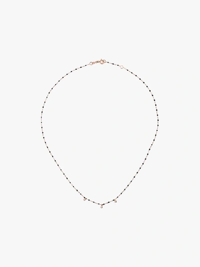 Shop Gigi Clozeau 18k Rose Gold 42 Cm Beaded Diamond Necklace In Black