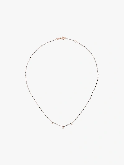 Gigi Clozeau 18kt Rose Gold Mini Gigi Diamond And Black Beaded Necklace In Black