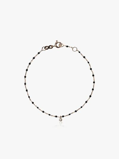 Gigi Clozeau 18k Rose Gold Mini Gigi Diamond And Black Beaded Bracelet In Black