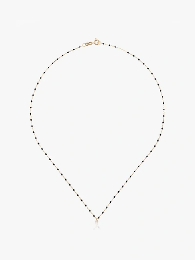 Shop Gigi Clozeau 18k Yellow Gold Beaded Diamond Necklace In Black